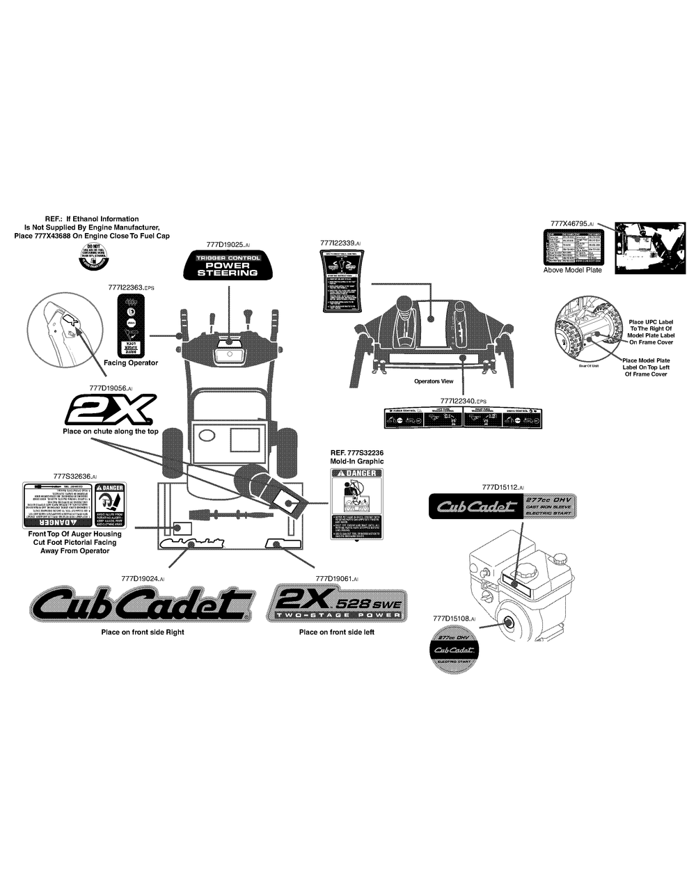 Label Map 528swe Diagram and Parts List for 2X528SWE (31AH54TT756-31BH54TT709-31BH54TT710)(2014) Cub Cadet Snow Blower